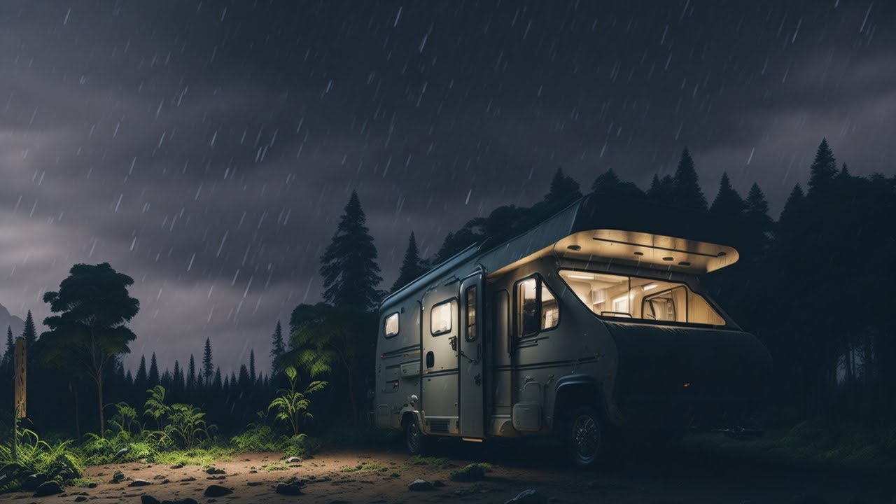 Rain On Camper Window 🌧️ | Black Screen | 10 Hours