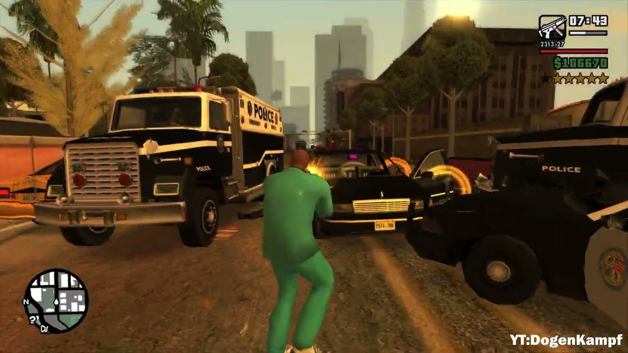 GTA San Andreas - Vinewood Rampage & Shootout + Six Star Escape