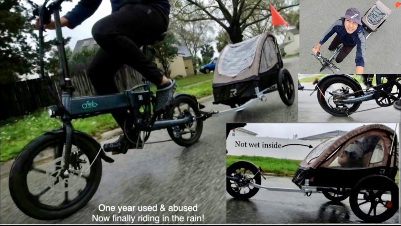 FIIDO D2s foldable E-Bike Rain Ride: Bicycle Trailer Cargo!⚡️🚲 ☔️💪