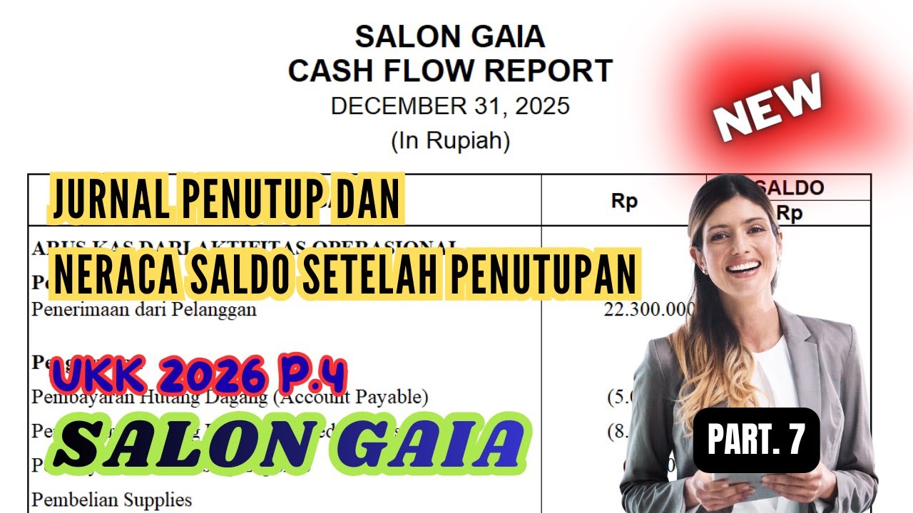 SALON GAIA || UKK AKL 2026 P.4 || JURNAL PENUTU;P DAN NERACA SETELAH PENUTUPAN || PART. 7