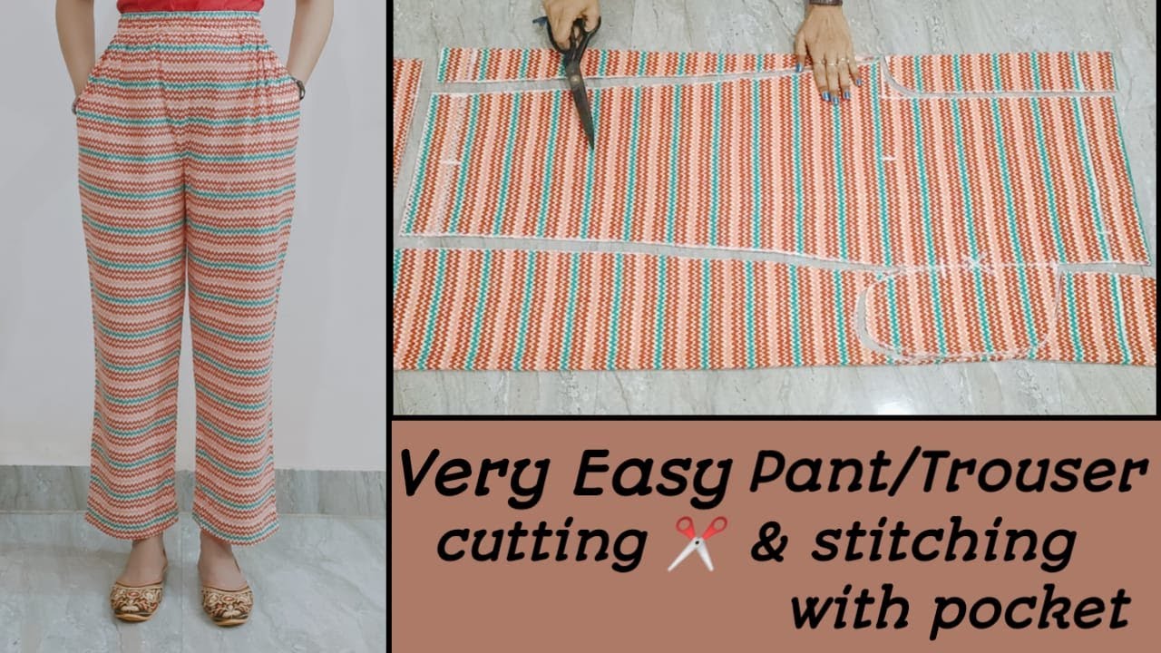 How to make pant with pocket/ Very easy & comfortable pant/trouser cutting & stitching