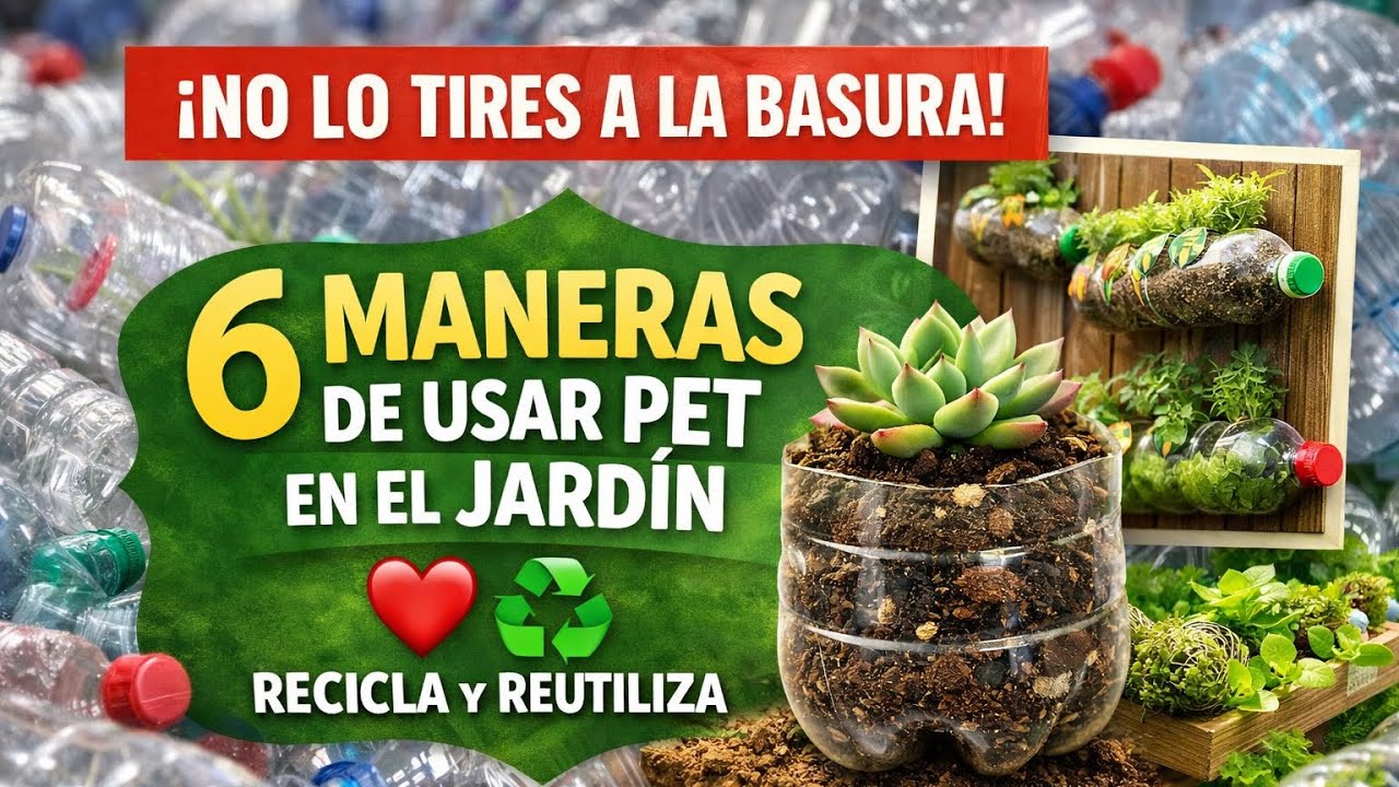 NO tires tus botellas 🧴 | 6 ideas GENIALES para reutilizar PET en tu jardín 🌱♻️