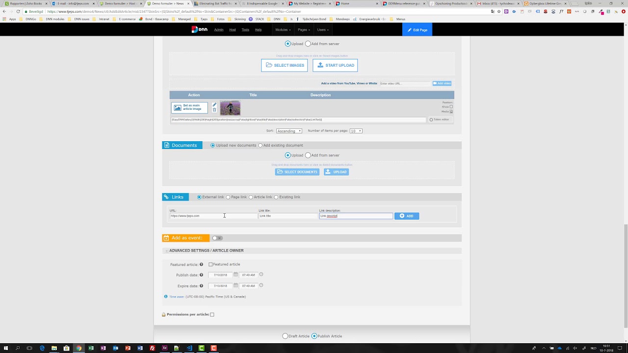 Add article using EasyDNNNews