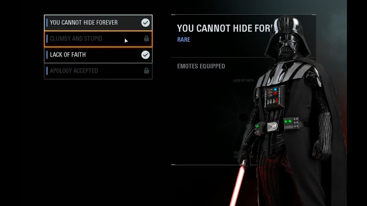 Darth Vader Emotes With James Earl Jones Voice Lines | Star Wars Battlefront 2