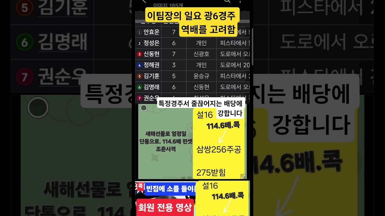 이팀장의 1,11일요 광6경주배당 승부 볼만 #경륜 #경마.#크몽