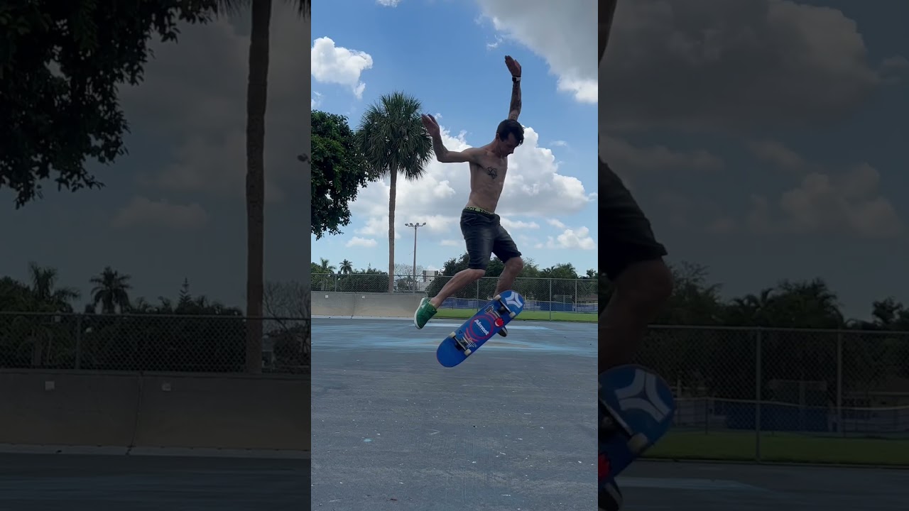 SLOW MOTION HALF CAB DOUBLE FLIP! #skateboarding #shorts