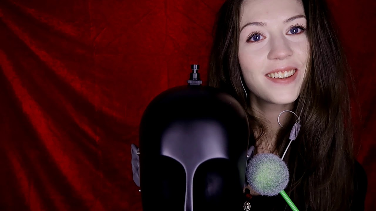 ASMR Ear massage with cactus, loofah and fluffy balls