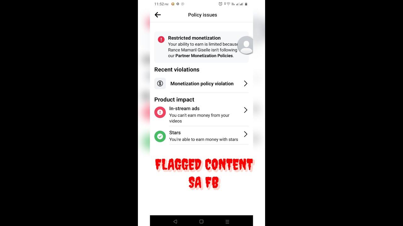 FLAGGED CONTENT SA FB