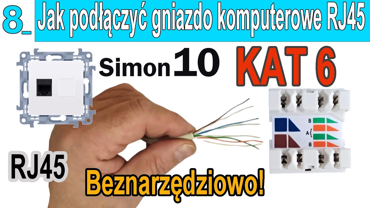 Jak podłączyć gniazdo komputerowe RJ45 kat.6 | Kontakt Simon | Bez narzędzi
