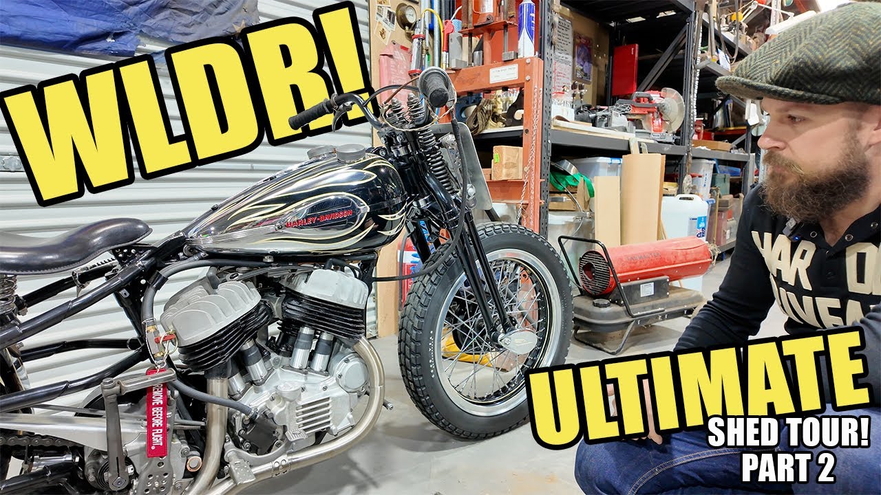 HARLEY'S, HOT RODS AND COOL COLLECTABLES | Nick's Shed Tour Part 2 | BackyardBuilds