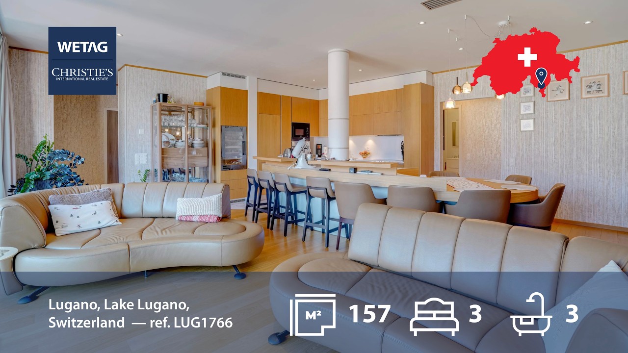 In Lugano in der Schweiz steht elegante 4.5-Zimmer-Wohnung zum Verkauf, auch als Zweitwohnsitz