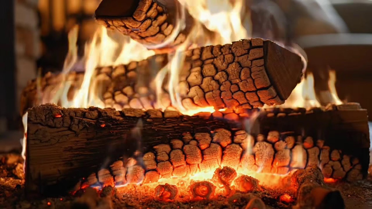 Night Fireplace 4K 🌙 Crackling Fire & Piano for Better Sleep