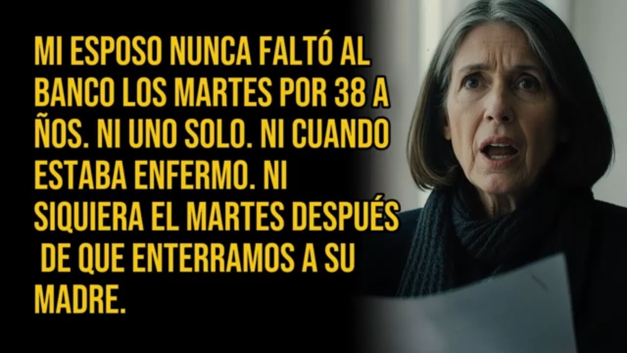 Mi esposo nunca faltó al banco los martes por 38 años; tras morir, entendí el motivo y quedé rígida.