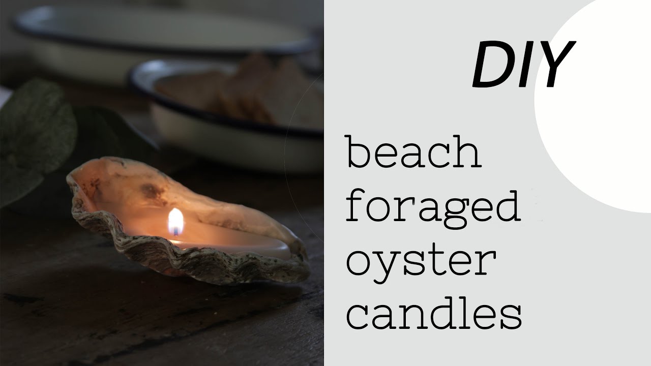 DIY oyster shell candles