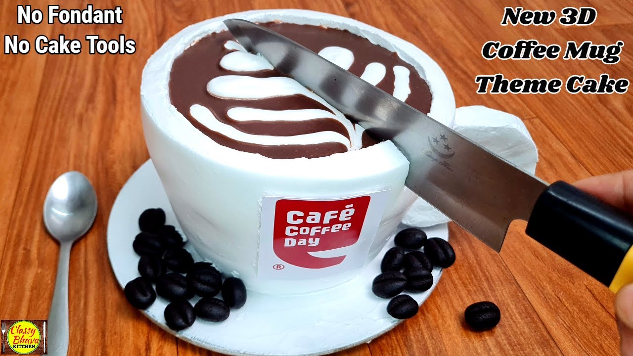Fancy 3D Coffee Mug Theme Cake Recipe &cake decorating idea|Easy Chocolate Cake Recipe|Birthday Cake
