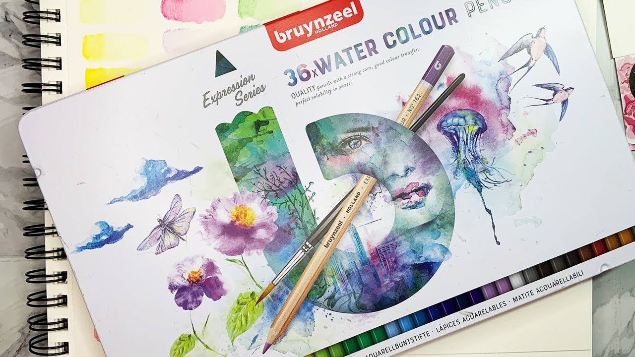 Bruynzeel watercolor pencils expression set test and comparison to Stabilo, Swisscolor and others