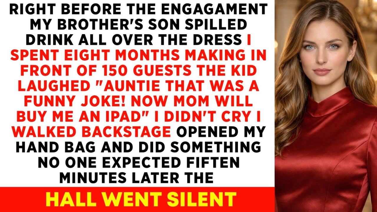 Right before the engagement, my brother’s son spilled drink all over the dress i spent eight months.