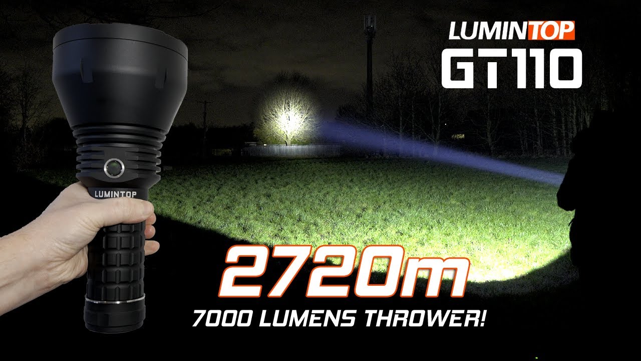 LUMINTOP GT110 - 2720 meters beam distance! 7000 lumens! 38000mAh battery! Power bank!