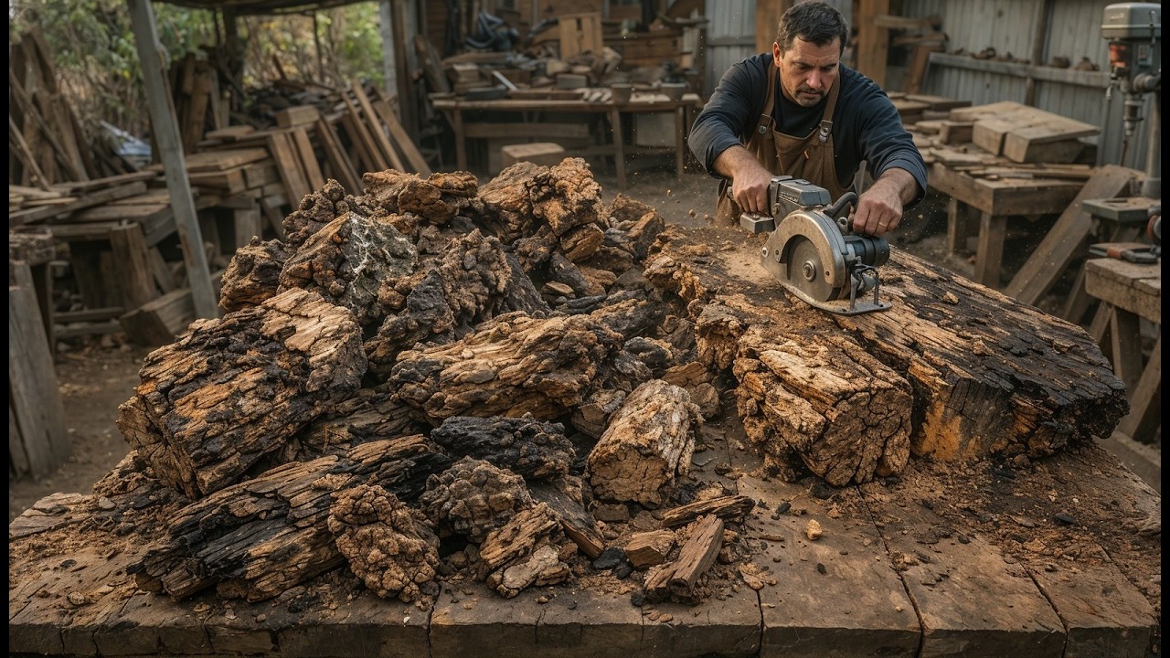 Watch This Guy Turn a Pile of Ugly Scrap Wood and Hard-to-Work Logs Into Beautiful Furniture