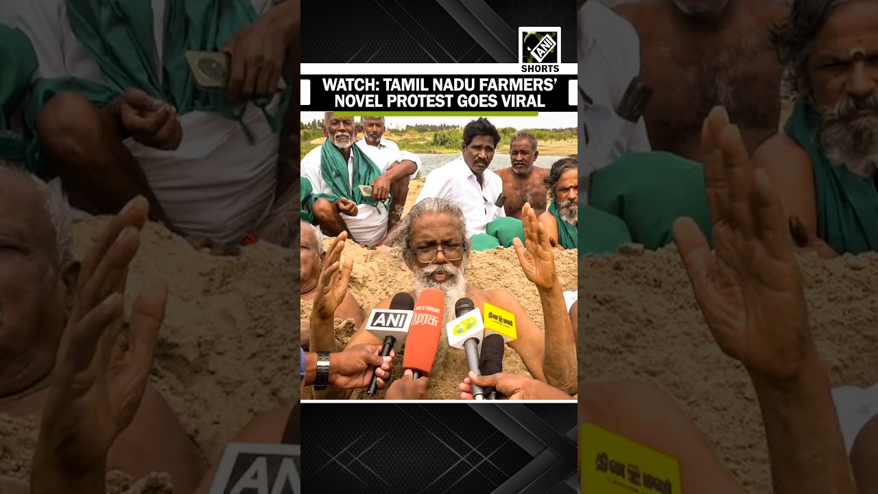TN farmers novel protest seeking release of Cauvery water goes viral as they bury themselves in sand