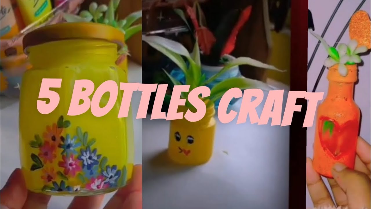 5 easy bottles craft /painting ❤️❤️@Afifaartandcraft939 