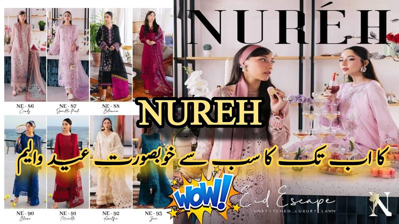 Nureh New Collection 2024 Eid Escape By RiazArts Luxury Embroidered Lawn Eid Volume