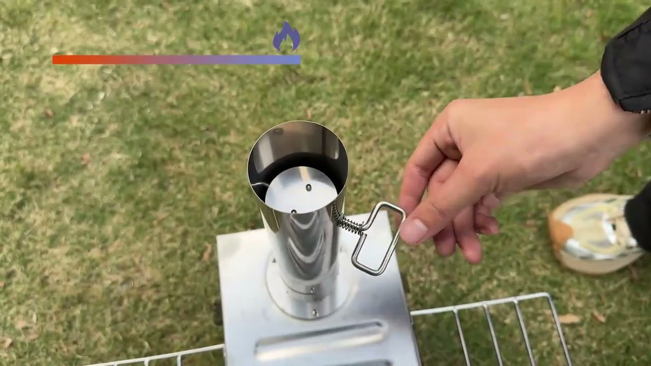 Compacte roestvrijstalen campingkachel met 7 schoorsteenpijpen   Een houtkachel voor tenten, perfect