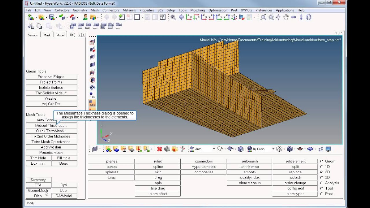 Midsurface creation - thickness assignment