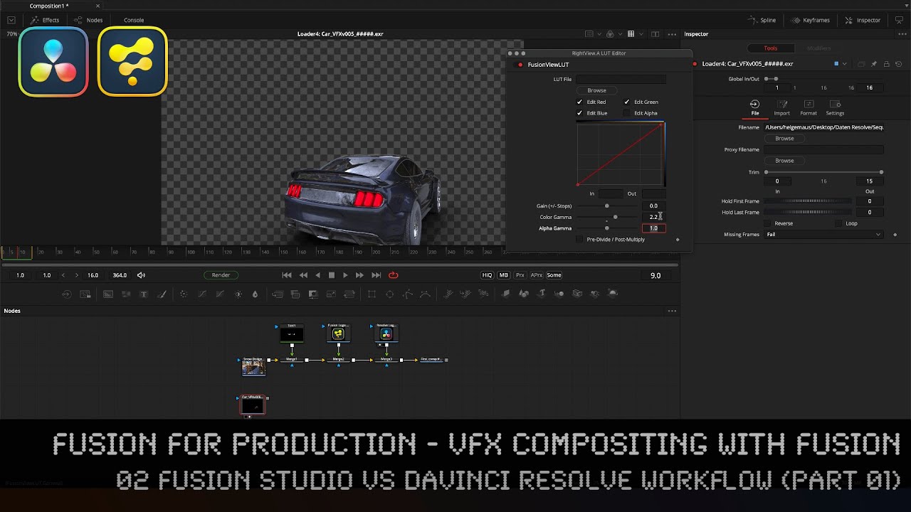 Fusion for Production - VFX Compositing with Fusion - 02a Fusion Studio vs DaVinci Resolve Workflow