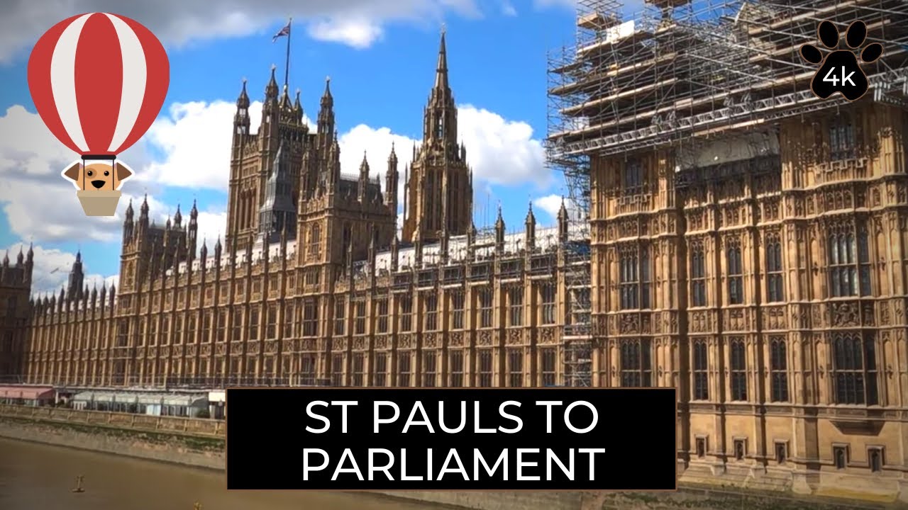 London Walk St Paul's Cathedral to Houses of Parliament (via Southbank) [4K]
