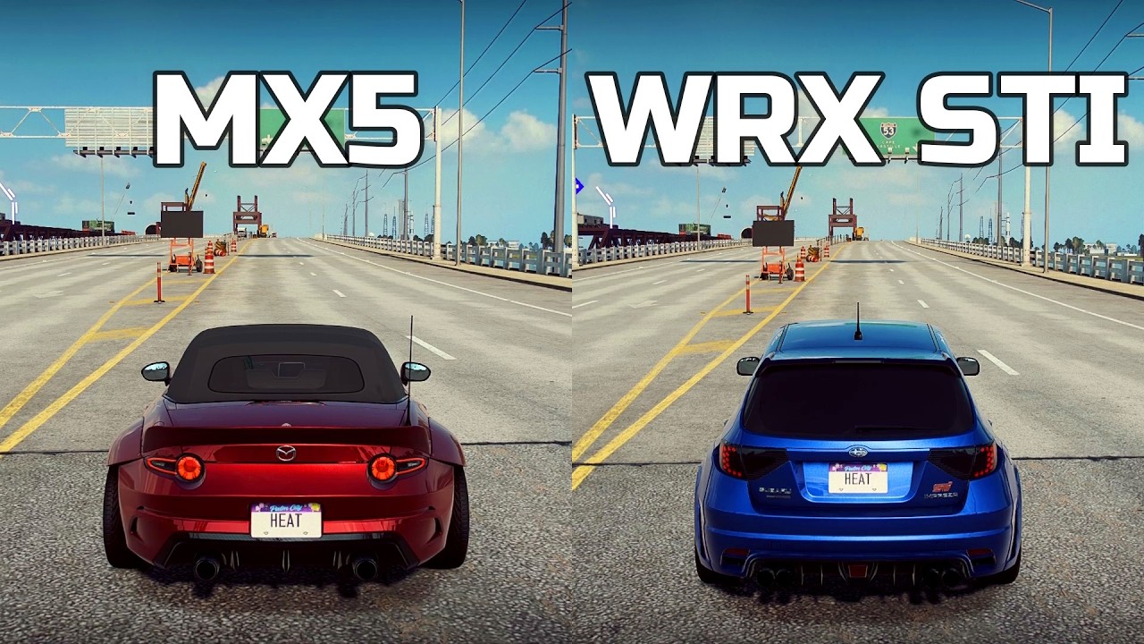 NFS Heat: Mazda MX5 vs Subaru Impreza WRX STI - Drag Race