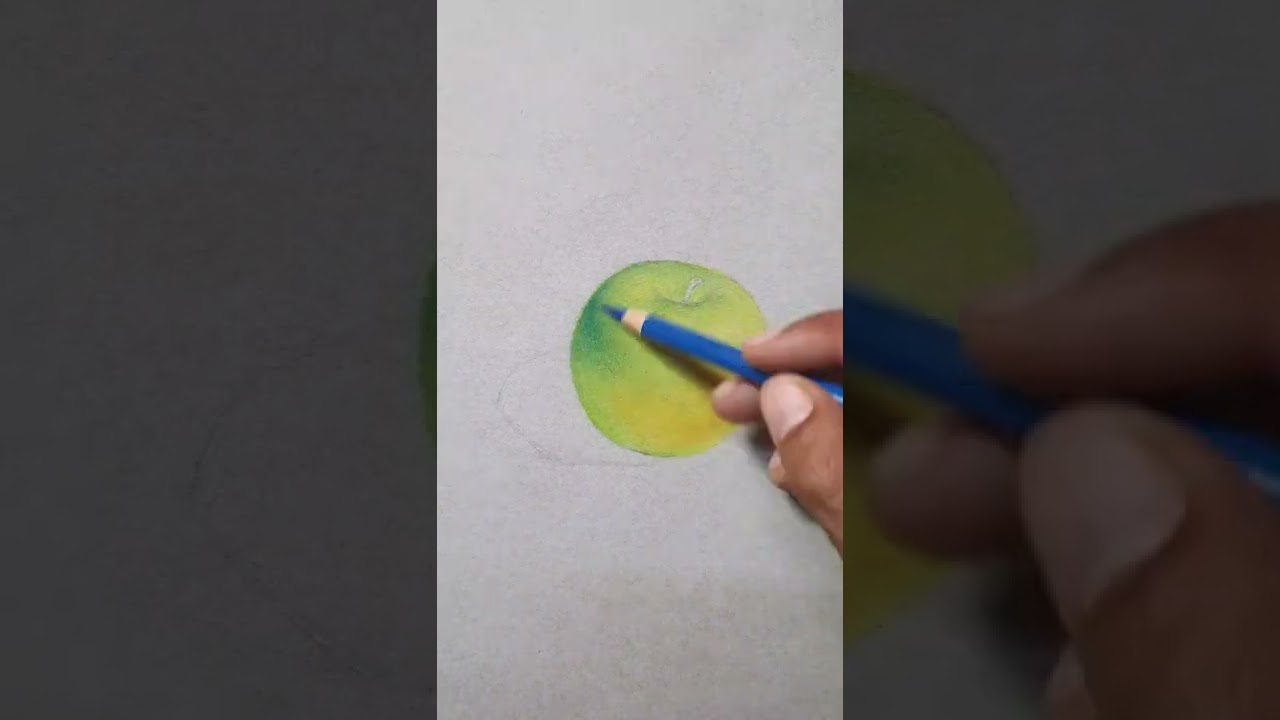 How to draw green apple with color pencil 
