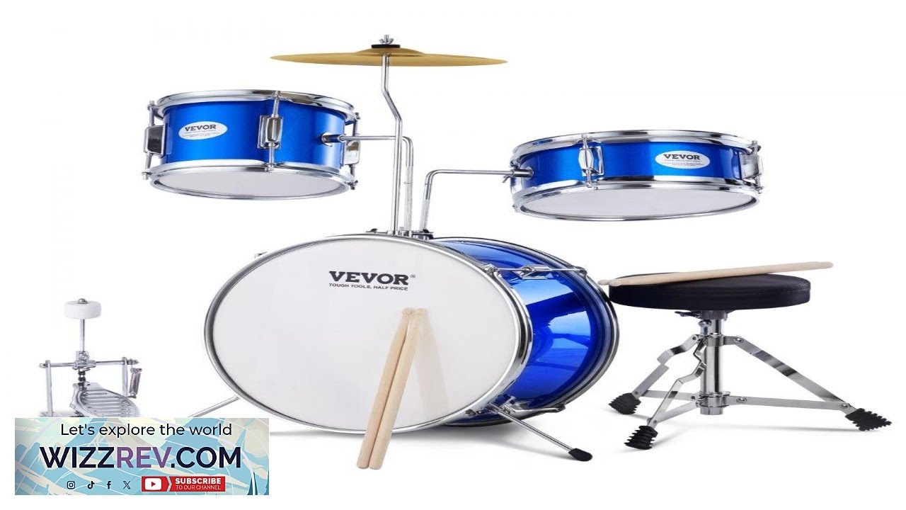 VEVOR Kids Drum Set 3 Piece 14 in Beginner Drum Set with Adjustable