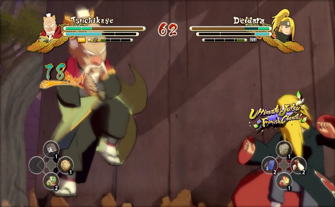 (XBOX 360) Tsuchikage Ohnoki vs Akatsuki Deidara Naruto Ultimate Ninja Storm 3