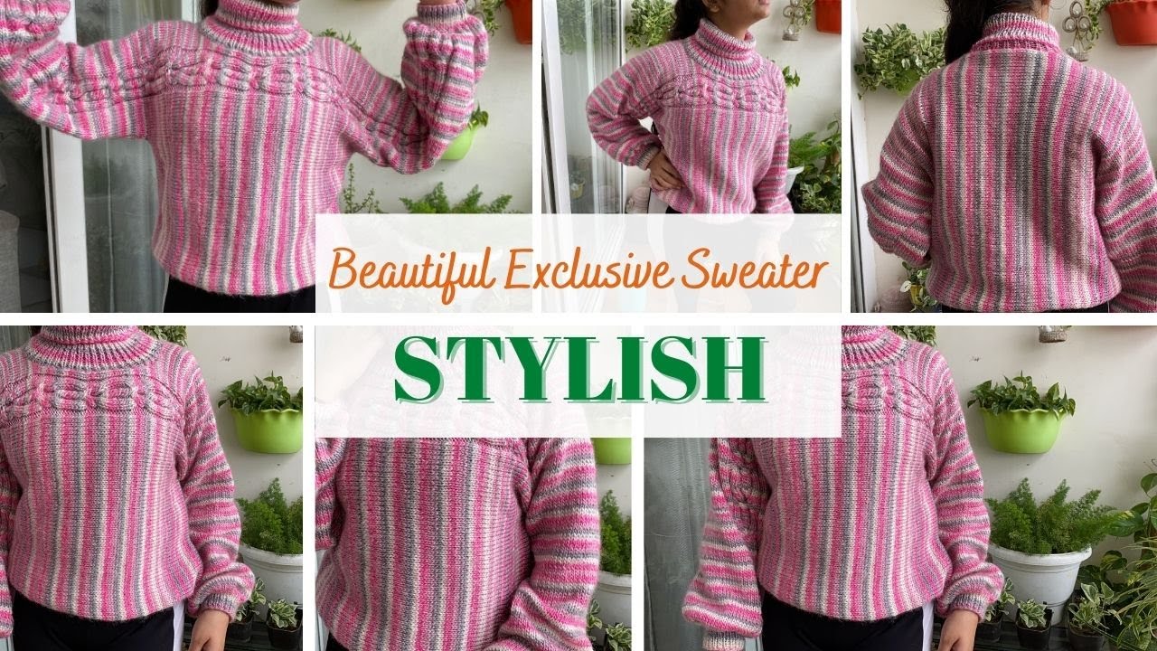 Knitting Very Elegant & Different Horizontal Style Sweater ||जर्सी कुछ अलग तरह की ||#knit