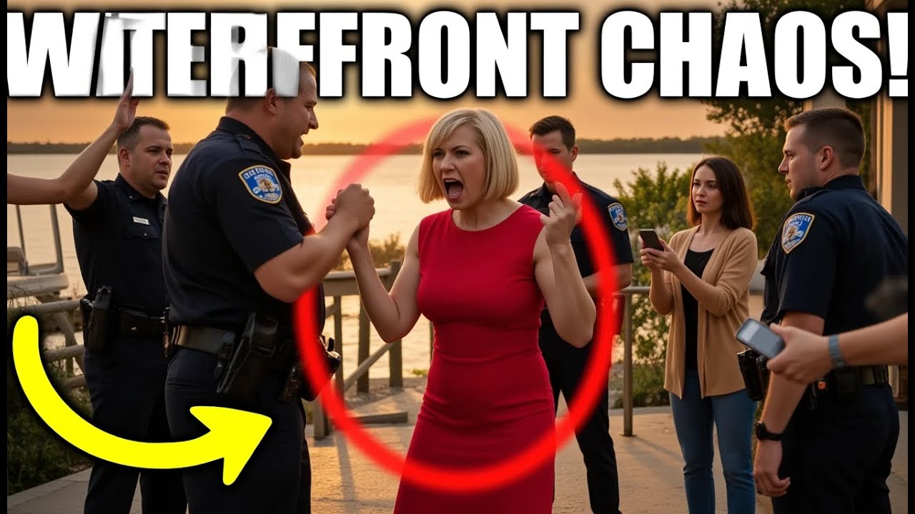 Karen vs Cops 🚔🏞️ Intense Waterfront Showdown | Viral Confrontation & Shocking Drama