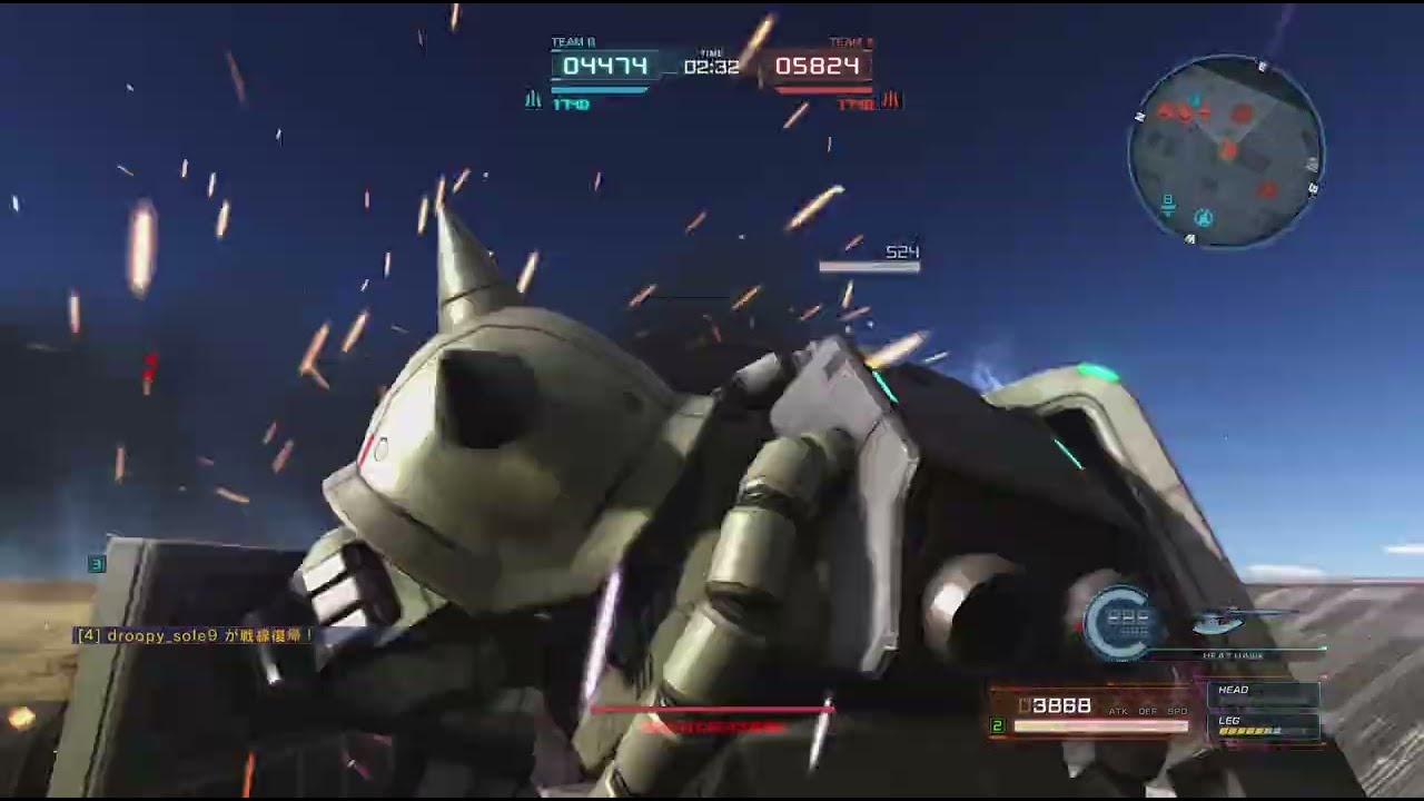 ザク重　3冠　シチュエーションバトル[死にゆく者達への祈り]　1:28 スラで下がれば良かった　最後カウンターとれず。　機動戦士ガンダム　バトルオペレーション２_20260314081206