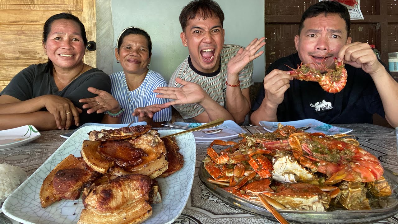 MUKBANG OVERLOAD SEAFOOD & FRIED PORK.