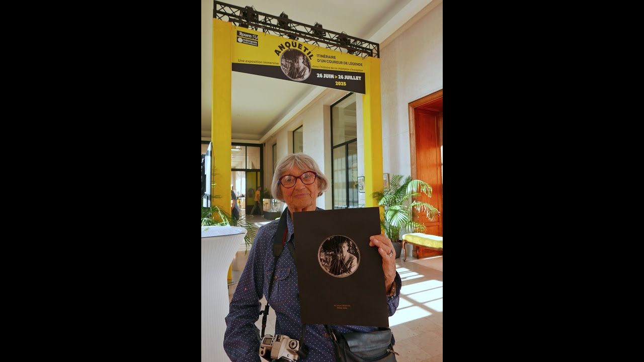 Dominique Cordier : exposition sur J. Anquetil à l'Hôtel de Ville de Rouen le 8 juillet 2025.
