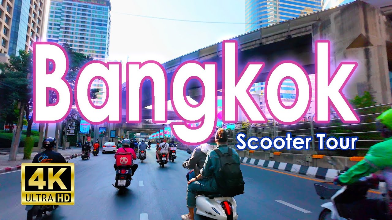 Daytime Scooter Tour in Bangkok (Thailand) - With Captions | 4K UHD 60fps