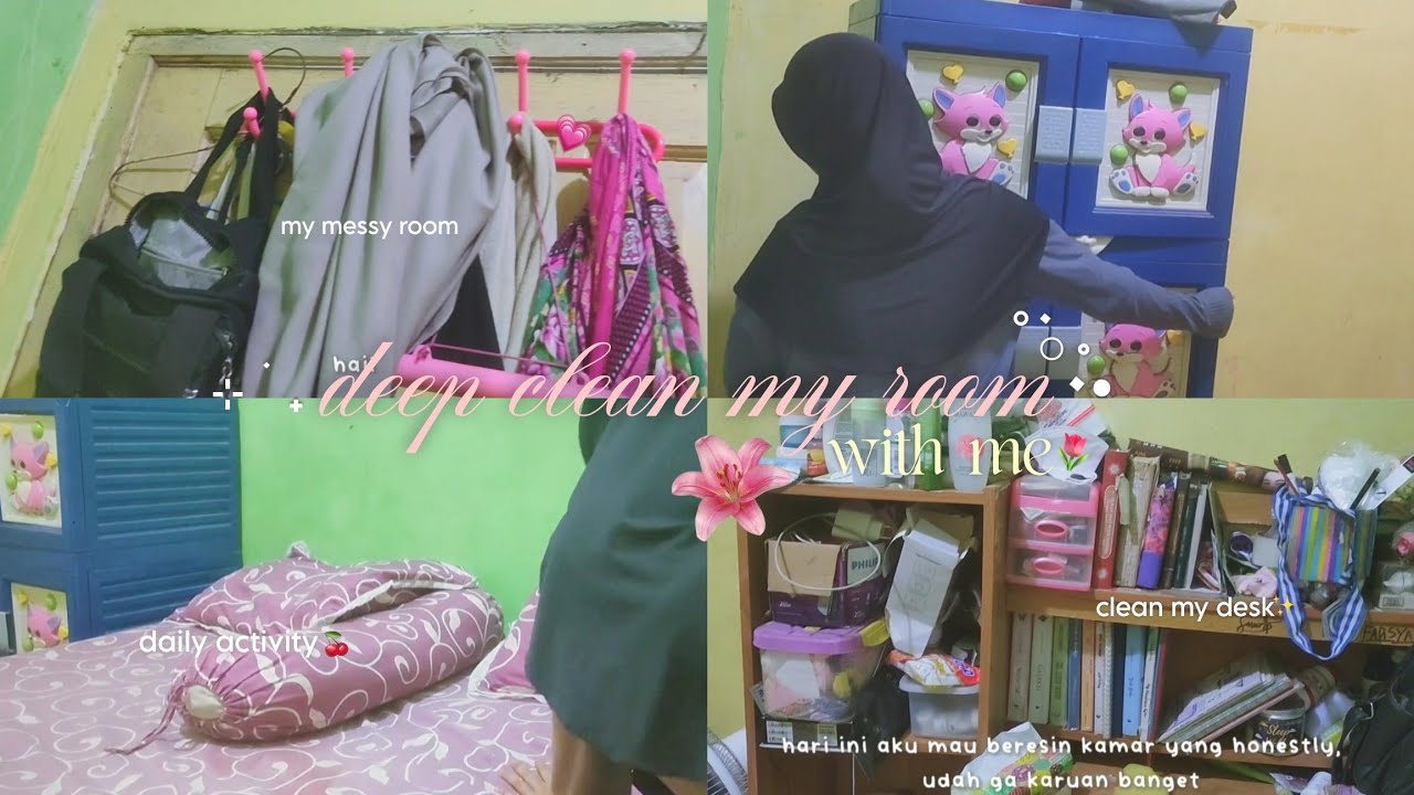 ⊹ ࣪ ˖DEEP CLEAN MY ROOM with me! my messy room🧺 | daily activity 🍒, clean my desk, satisfying