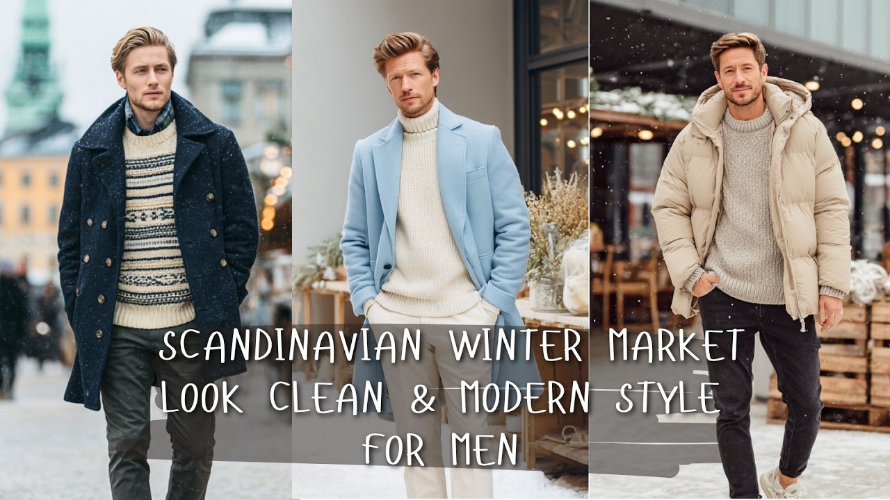 Скандинавский зимний рыночный образ: чистый и современный стиль для мужчин.