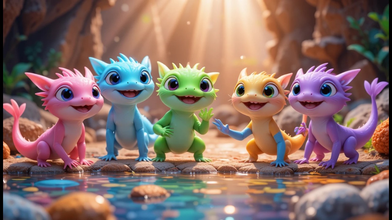 Five Little Axolotls Wiggle Wiggle Wiggle | Underwater Friends & Counting Song