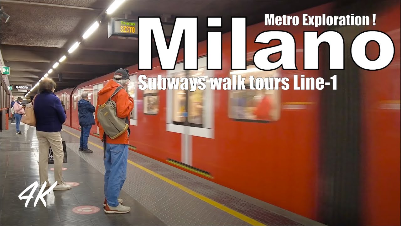 MILANO: Walking tour Line 1, Metro ride from Bisceglie to Cordusio station, Tourist destinations| 4k