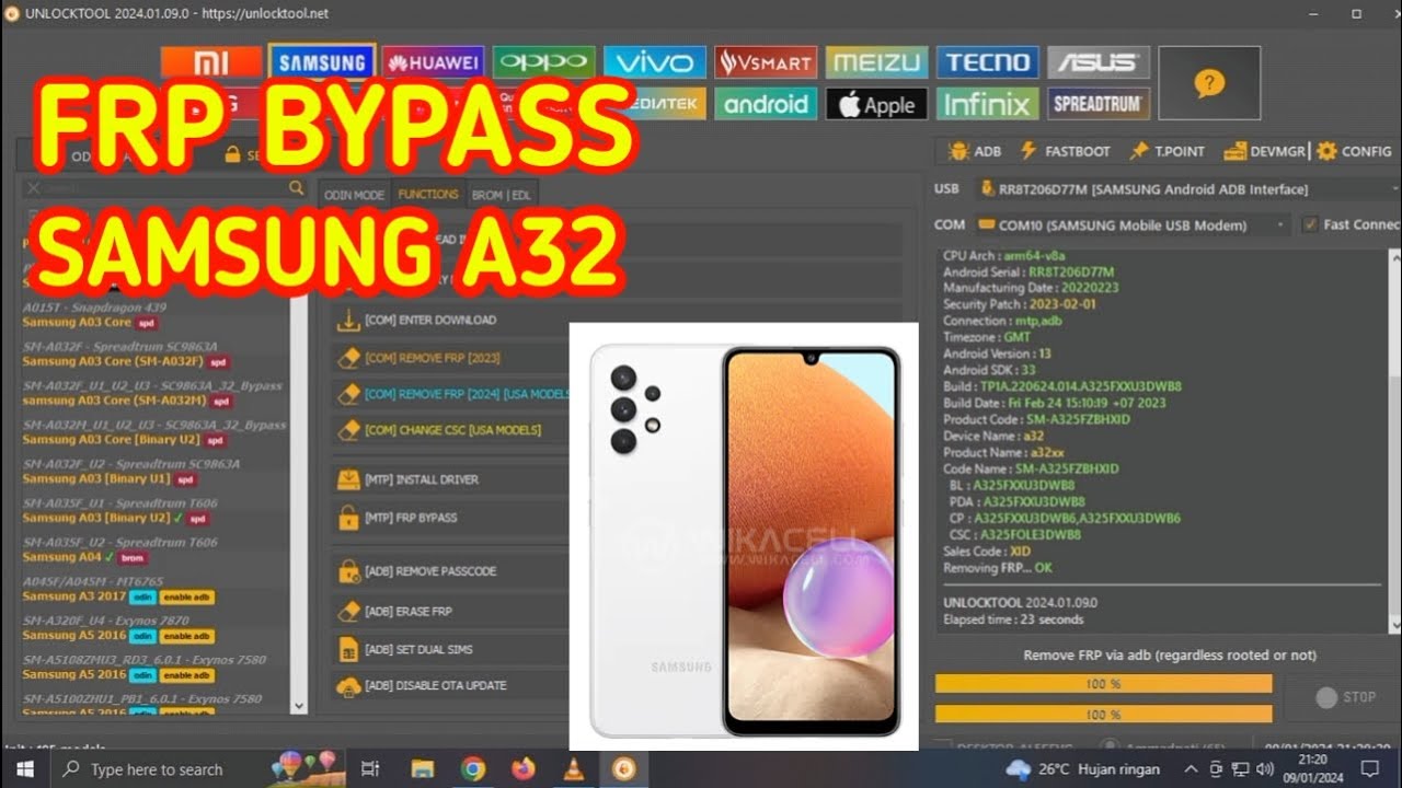 Frp Bypass Samsung A32 via Unlock Tool