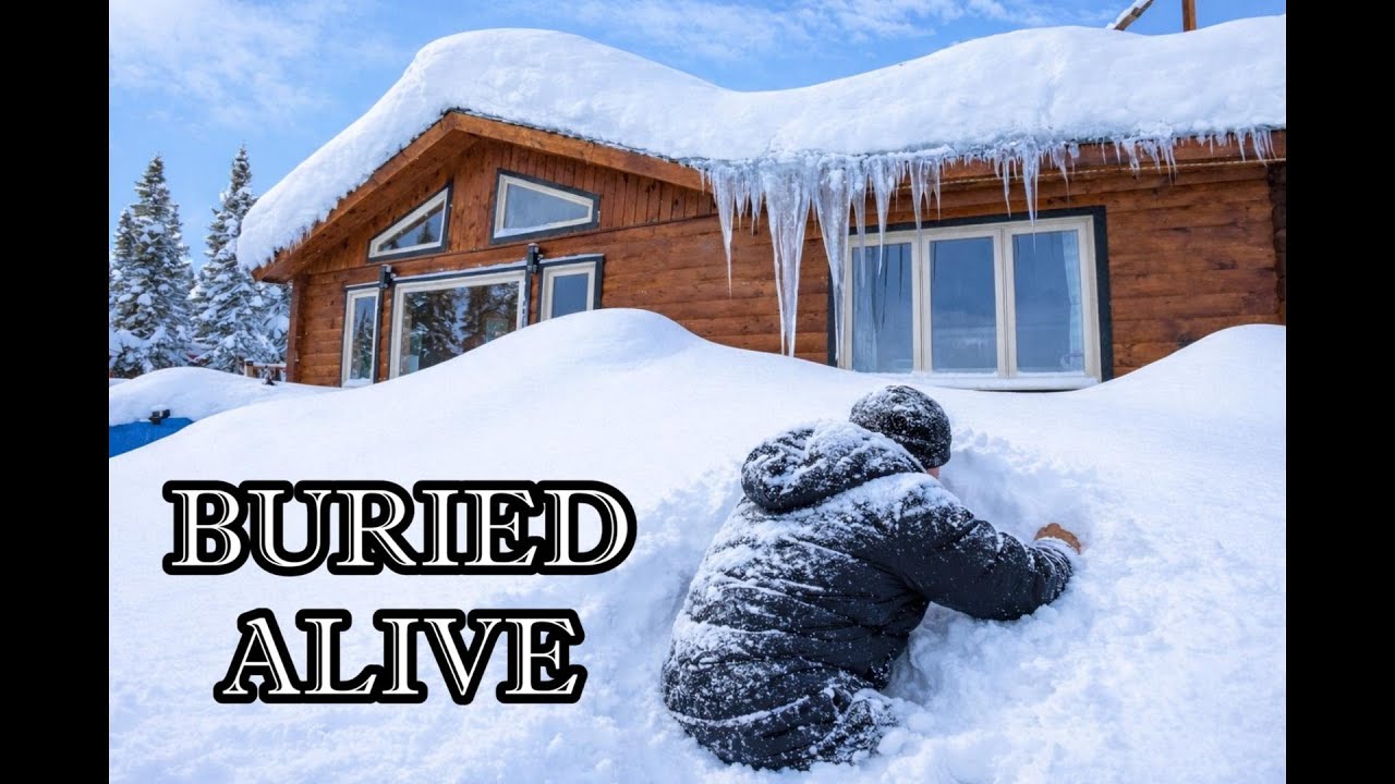 Crushing snow threatens off-grid cabin.  Crazy snow 