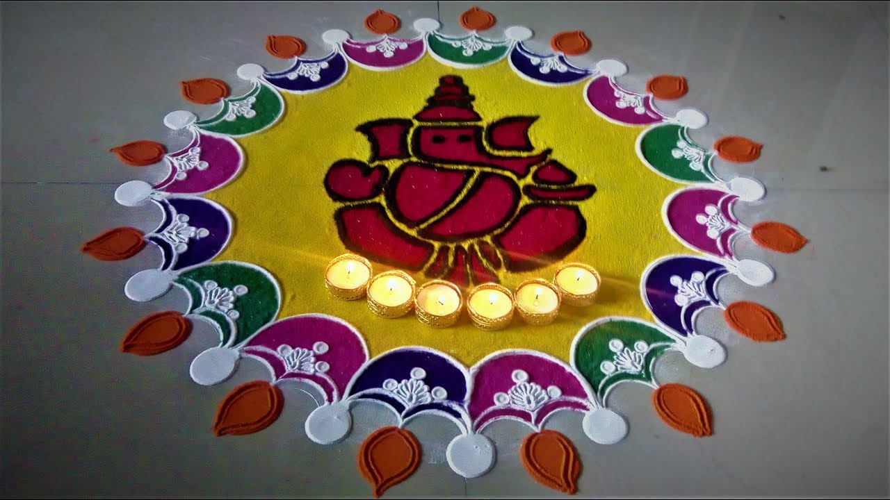 Easy and Creative Ganesh Rangoli Designs by Shital Mahajan.