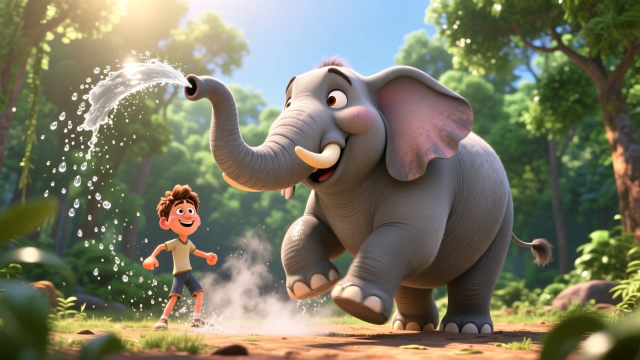 Water Splash Party With Elephant and Baby 🐘👶💦 | Fun Kids Story | Baby Elephant Adventure