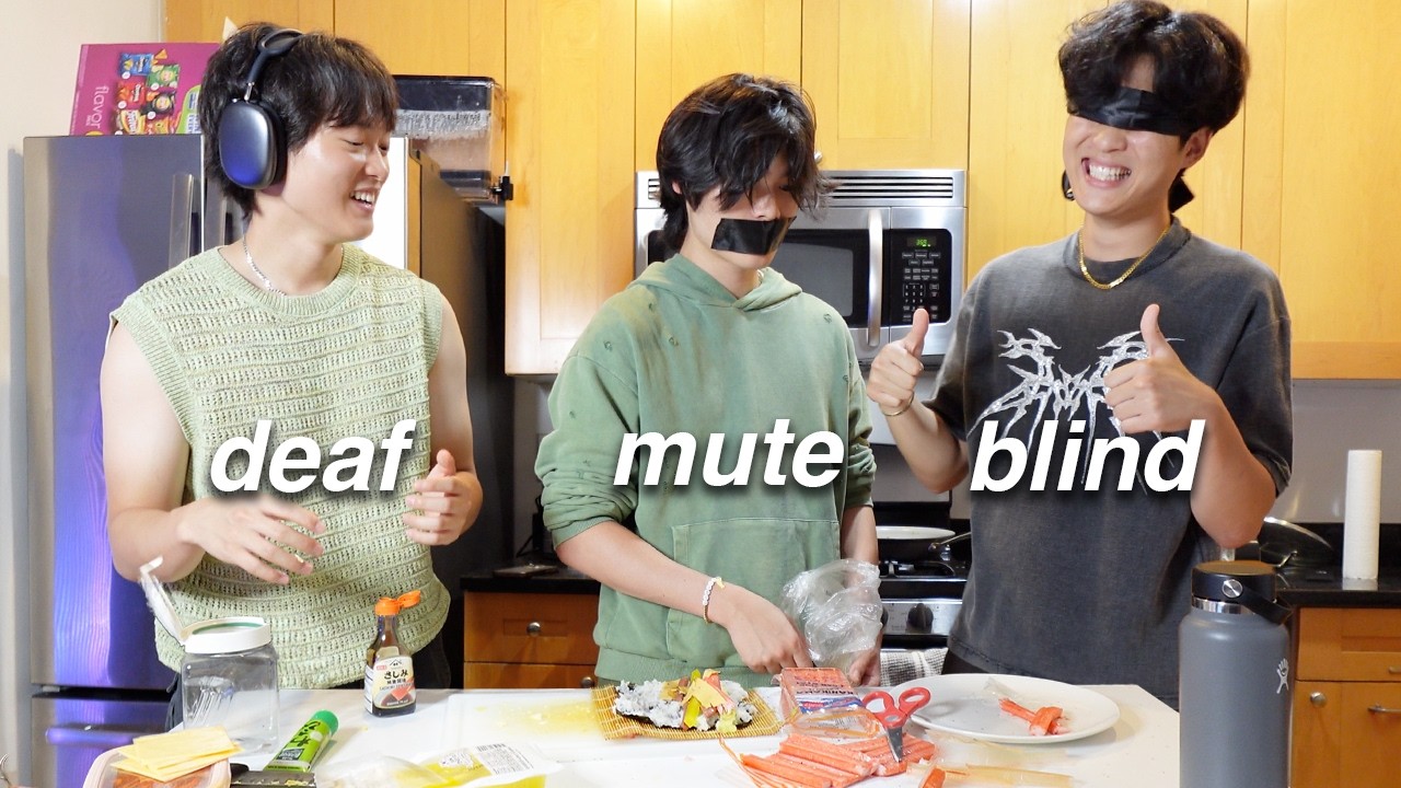 BROTHERS TRY BLIND DEAF MUTE COOKING CHALLENGE! *Korean Food Edition*