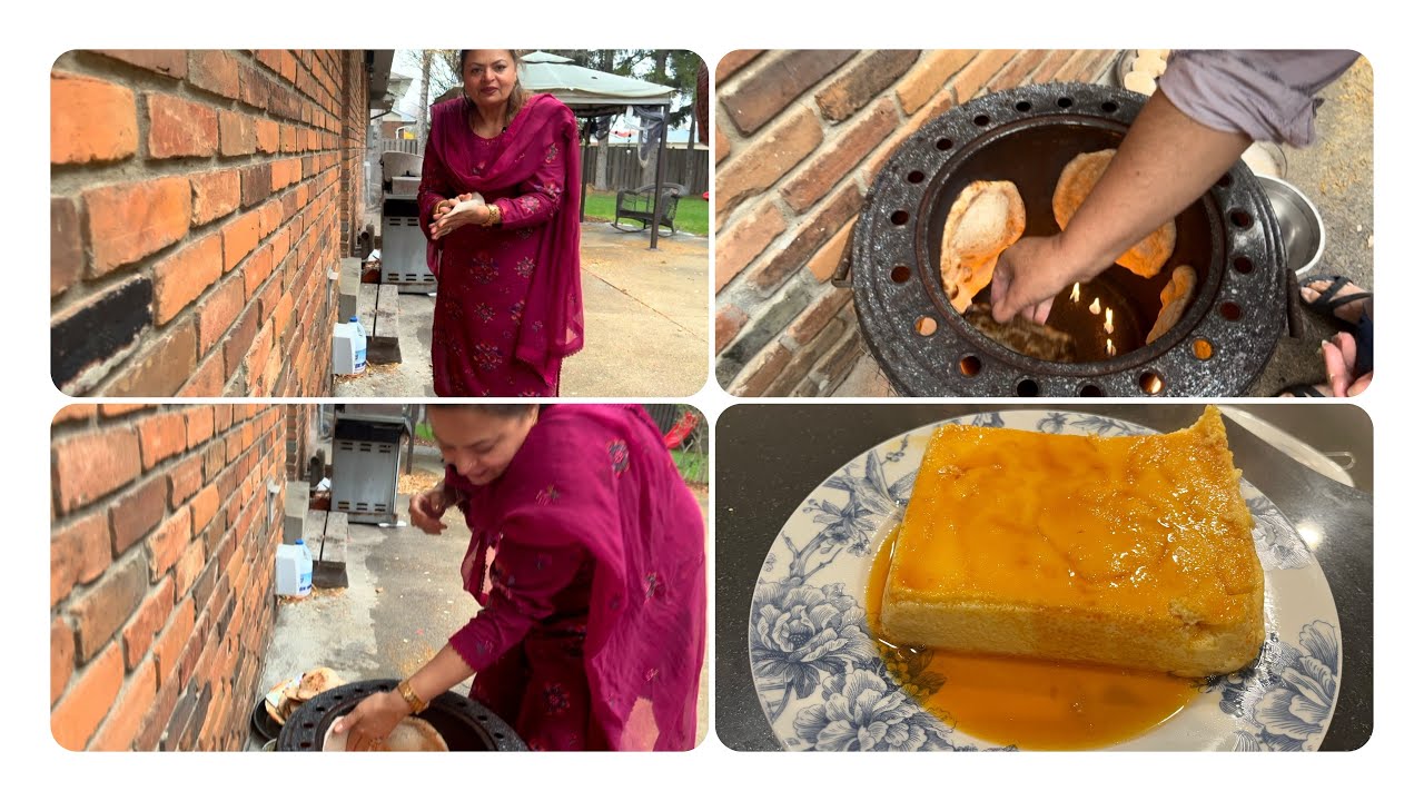 First time tandoor main roti pakai || egg pudding 